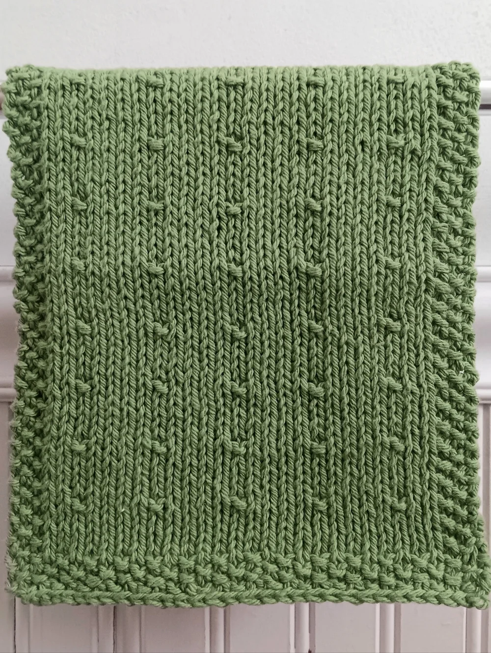 Hand Crafted Handknit Rosemary Green Cotton Dotted Design Fingertip Hand Towel